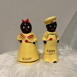 Rare Chef and Maid Salt/Pepper Shakers Americana Vintage